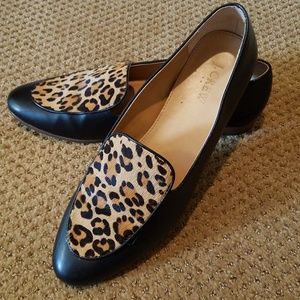 J Crew Leopard Calf Hair Loafer